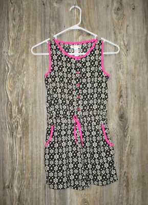 Japna Kids Girls Size 12 Black White Pink Print Sleeveless Shorts Romper Boho - Image 1 of 4