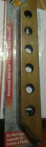 Bass Pro Shops FISHING ROD WALL Rack Oak WOOD Finish HOLDS 6 RODS NEW - Picture 1 of 5