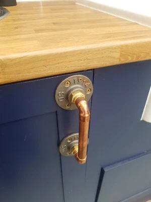 Cooper Cabinet Door Handles Old Fashion Industrial style Copper Pipe Heavy Duty - Image 1 of 3