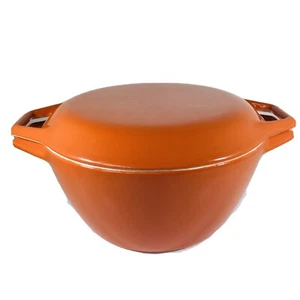 Vintage COPCO D2 Orange Enameled Cast Iron Dutch Oven Denmark BM - Picture 1 of 8