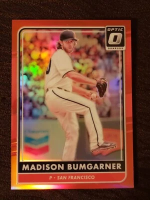 2016 MADISON BUMGARNER DONRUSS OPTIC #150 RED SP #D/99 CARD SAN FRAN GIANTS PWE - Image 1 of 2