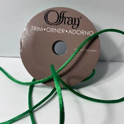 Green Rat Tail Cord Trim Ribbon 12 Rolls Offray Crafts Scrapbook Gift Wrap 1/8" - Image 1 of 4