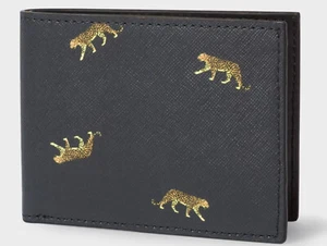 Paul Smith Men's Black 'Leopard' Print Saffiano Leather Billfold Wallet - Picture 1 of 4