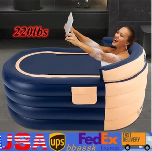 Portable Ice Bath Tub PVC Inflatable Hot Bathtub SPA Massage Athletes Outdoor - Picture 1 of 17