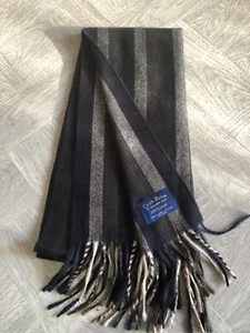 Club Room By Charter Club Stripe Acrylic Fringe Scarf Korea Blue Green Gray Nice - Picture 1 of 3