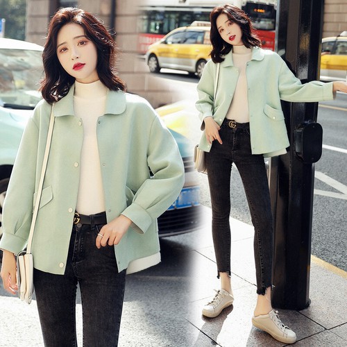 OFF WHITE Cappotto Moda Donna Primavera Autunno Scamosciato Trench Coat Corto Sciolto Giacca Cappotto Tg