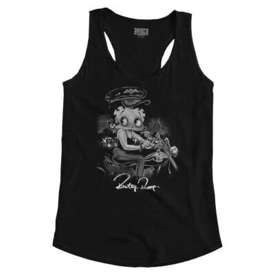 Camisetas sin mangas Betty Boop vintage retro dibujos animados motociclista chica mujer espalda corredora Foto 1 de 4