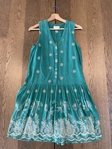 Maeve Damen Gr. XS Pippa Swing Kleid grün bunt Blumen V-Ausschnitt Knopf - Bild 1 von 12