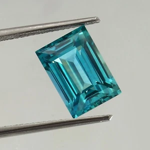 Piedra preciosa suelta de corte esmeralda azul impecable 11x8 mm - Imagen 1 de 4