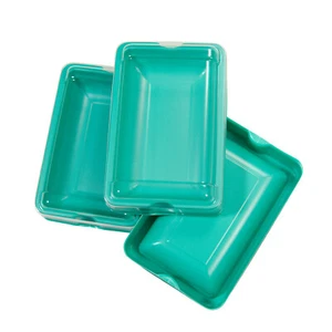Mini 4" Sea Green Plastic Trinket Storage Organizer Trays Box Containers w/ Lids - Picture 1 of 3