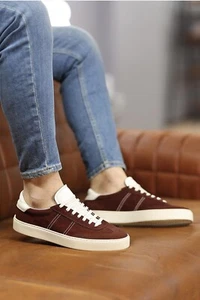 Men Genuine Leather Handmade Sneaker - Casual Men's Shoes - Suede Men's Shoes - Picture 1 of 26