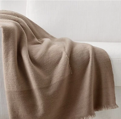 Restoration Hardware NEPALESE HAND SPUN CASHMERE & MERINO Throw Latte 96” x 80” - Image 1 of 4