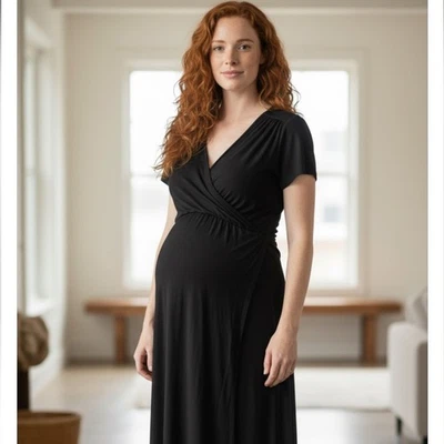 Vestido envolvente negro de maternidad y enfermería Seraphine talla 6 Foto 1 de 4