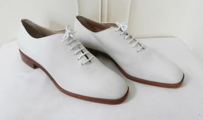 Zapatos Oxford con cordones de cuero blanco vintage de los años 80 Euro 37-37H, Reino Unido 4-4 1/2 nuevos sin etiquetas Foto 1 de 4