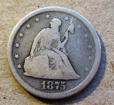 1875-S TWENTY CENT SILVER PIECE. CIRCULATED. BETTER GRADE. - Image 1 of 2