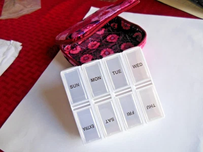 Vitamin / Medicine Weekly Travel Organizer Box In Zippered Case ** Free Shipping - Image 1 of 4