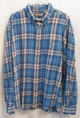 Mens Bass Shirt  Size XL Blue Plaid Cotton  Flannel Button Up, Made in Egypt - Image 1 of 3