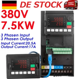 380V 7.5KW 3 Phasen 17A VFD Inverter Variable Frequency Drive Converter 3M Cable - Picture 1 of 19
