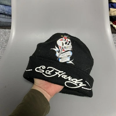 Vintage Ed Hardy Big Logo Black Y2K Opium Hat Size One Size - Image 1 of 4