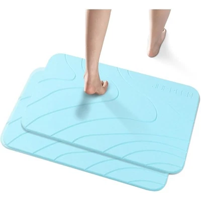 Alfombra de baño de tierra de diatomeas absorbente dura secado rápido antideslizante fácil limpieza 2 piezas Foto 1 de 4