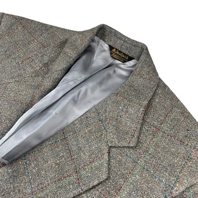 VTG Paul Stuart Men's Wool Tweed 2-Button Blazer Gray Windowpane Plaid •USA• 42S - Image 1 of 4