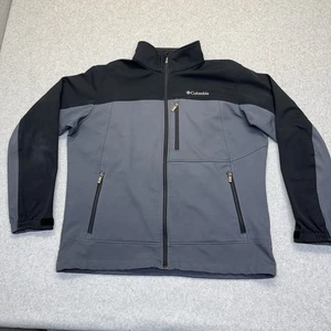 Columbia Coat Mens Large Soft Shell Smooth Spiral Style #XM6820 Black Grey - Picture 1 of 17