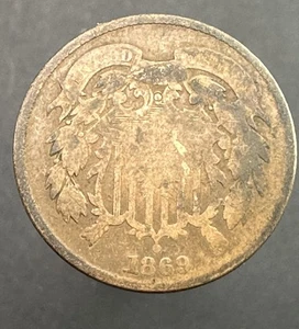 1869 2 Cent Piece US 2 Cent Coin - Picture 1 of 2