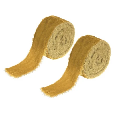1-1/2 Inch Velvet Ribbon, 2 Roll Total 6 Yard Frayed Ribbon, Gold Tone - image 1 of 4