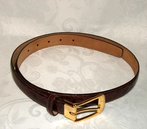 Cinturón Saks Fifth Avenue marrón genuino caimán cocodrilo para hombre talla 34 hebilla de latón - Imagen 1 de 5
