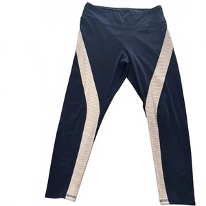 Mix Women's Navy Blue and Beige Active Leggings, Size M - Picture 1 of 6