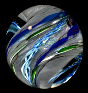 JEREMY DRISKELL VETRO MARMO/2.871"-FILIGRANA CON LUCE NERA IN BLU/SPEDIZIONE VELOCE - Foto 1 di 16