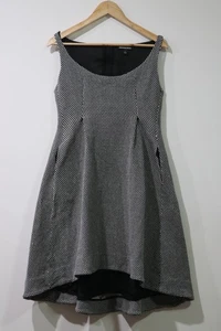 Country Road Dress Size 12 Black White Twill Hi-Low Sleeveless Heavy - Good Cond - Picture 1 of 16