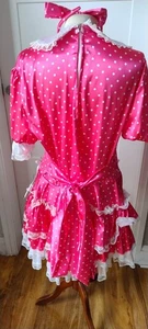 Pink Polka dot Satin Sissy Maid Dress size 16 - Picture 1 of 4