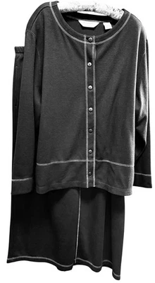 Conjunto de 2 piezas vintage Bechamel negro con botones delanteros y bolsillos de falda midi Foto 1 de 4