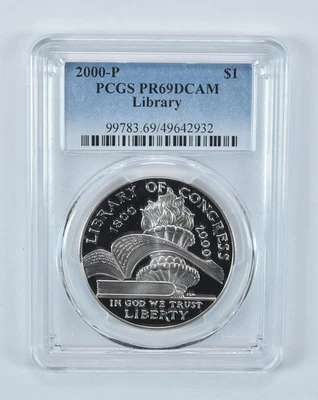 2000-P Library Of Congress Commemorative Dollar PR69 DCAM PCGS Blue Label *3048 - Image 1 of 4