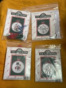 Lot Of 4 VTG TRADITIONS ORNAMENT CROSS STITCH NEEDLEPOINT Kits Christmas 2 NIP - Picture 1 of 7