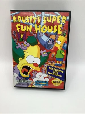 Krusty's Super Fun House Sega Genesis Cartridge Case And Manual ￼ - Image 1 of 4