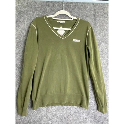 Suéter Cutter & Buck Green Bay Packers L Algodón Oliva Cuello en V Argyle Fútbol Foto 1 de 4