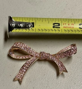 Kenneth Jay Lane (KJL) Pink Pave Rhinestone Ribbon or Bow Pin Brooch 2.5" QVC - Picture 1 of 4