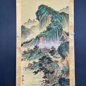 Antico dipinto cinese 68" rotolo sul paesaggio di Zhang Daqian 张大千 青峰云天 - Foto 1 di 8