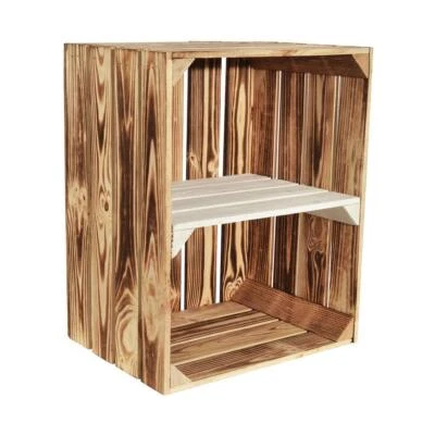 Geflammte Obstkiste 50x40x30cm Hell Geflammt Weiß Holzkiste Schuhregal Wandregal - Bild 1 von 4