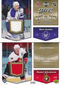 2007-08 Upper Deck MVP ONE ON ONE JERSEY #SA MATS SUNDIN / DANIEL ALFREDSSON