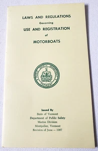 Vintage 1967 Laws Regulations Use Registration MOTORBOATS VERMONT Public Safety - Picture 1 of 4