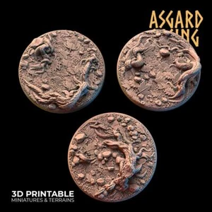 Basura forestal ascendente Asgard impresa en 3D - Juego base redonda de 3 x 40 mm 2 Wargaming DnD - Imagen 1 de 2