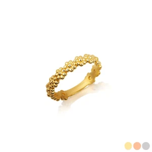 Gold Daisy Flower Band Ring - Picture 1 of 5