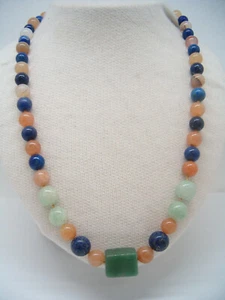 Collana con AGATA, SODALITE, GIADA  e  AVVENTURINA -chisura Argento 925 -pietre  - Picture 1 of 11