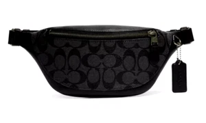 Coach CW369 Warren Mini Belt Bag Signature Canvas Gunmetal/Charcoal/Black NWT ❤ - Picture 1 of 12
