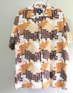 Camisa Steve Harvey Para Hombres XL Algodón Lino Manga Corta Abotonada Retro Años 50 Tiki - Imagen 1 de 6