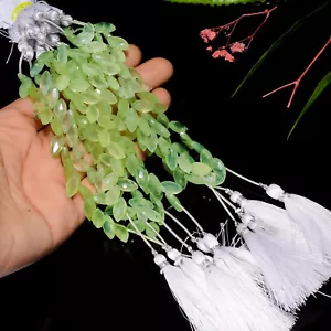 Natural Prehnite Gemstone Marquise Shape Faceted Beads 12X5X4mm Strand GB-883 - Picture 1 of 4