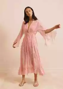 EVARAE Arna Kaftan Kleid in Paisley Chateau Rose UK 6/10 - Etikett - Bild 1 von 4